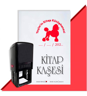 Kişiye Özel Köpek Silüet 8 Tarihli Otomatik Kitap Kaşesi (Kırmızı)