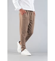 Erkek Pantolon Beli Lastikli  Slim Fit Esnek Likralı Basic Pamuklu Jogger (Vizon)