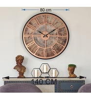 Markakanvas Siyah Metal Kasalı Eski Dünya Haritalı Duvar Saati  (Çap 50 cm - 80 cm ) (Bakır)
