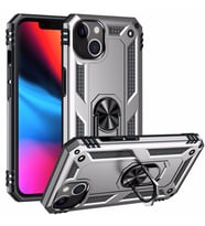 Uyumlu Model Apple iPhone 13 Kılıf Yüzüklü Zırh Tank Vega (Gümüş)