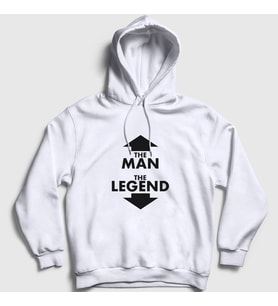 Presmono Unisex Beyaz The Man The Legend Hediye Kapüşonlu Sweatshirt 514423tt (Beyaz)