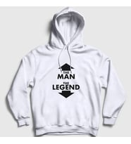 Presmono Unisex Beyaz The Man The Legend Hediye Kapüşonlu Sweatshirt 514423tt (Beyaz)