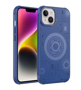 Apple iPhone 14 Plus Kılıf Zore Wireless Şarj Özellikli Desenli Hot Kılıf (Lacivert)
