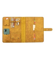 Twingold Kişiye Özel %100 Deri Rainbow iPad Organizer 10.2" Fuşya (Hardal Sarısı)
