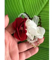 6X5 CM ÇİFT GÜLLÜ ÇİÇEKLİ TAŞLI TASARIM BROŞ YAKA İĞNESİ TÜRBAN İĞNESİ (Bordo)