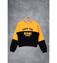 Toontoy Kız Çocuk Mıamı Baskılı Sweatshirt (Hardal)