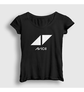 Presmono Kadın Beyaz Logo Dj Avicii T-Shirt 439031tt (Siyah)