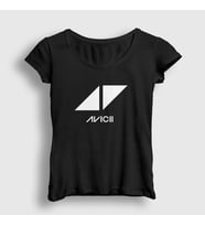 Presmono Kadın Beyaz Logo Dj Avicii T-Shirt 439031tt (Siyah)