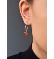 Papatya Silver 925 Ayar Gümüş Rose Kaplama Doğum Taşlı Kübik Drop Küpe (Turuncu)