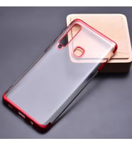 Galaxy A9 2018 Kılıf Dört Köşeli Lazer Silikon Kılıf (Kırmızı)