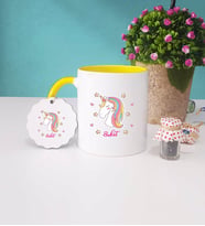 Unicorn Kupa Bardak ve Anahtarlık (Sarı)
