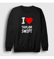 Presmono Unisex Beyaz I Love Taylor Swift Sweatshirt 311332tt (Siyah)