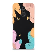 PrintiFy Huawei Mate 20 Lite Uyumlu Lansman Kılıf Karışık Renkler Tasarımlı İçi Kadife  Kapak (Siyah)