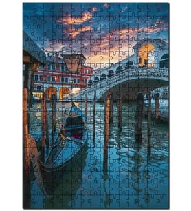 Cakapuzzle İtalya Venedik Gondol ve Bulutlu Gökler Puzzle Yapboz MDF (Ahşap) (500 Parça)