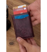 2A Unisex Deri Mekanizmalı Cüzdan Kartlık (Bordo)