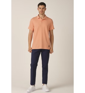 ALEXANDERGARDI DÜĞMESİZ POLO YAKA T-SHİRT (E21-84000) (Beyaz-Turuncu)