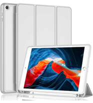 Apple iPad Air 2 9.7" Kılıf Kalem Bölmeli Smart Case A1566 A1567 (Açık Gri)
