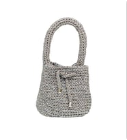 Kadın %100 El Örgüsü Kağıt İp Hasır Metalik Kaplama Şık Gece Özel Gün Portföy Clutch Çanta (Gri)