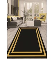 Dijital Kaymaz Taban Yıkanabilir Modern Renkli Salon Halısı Mutfak Halısı Yolluk ND-HT-526 (Siyah-Gold)