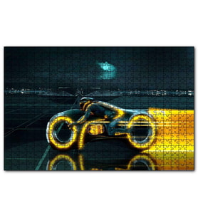 Cakapuzzle Tron Efsanesi Motorsiklet ve Sürücüsü  Puzzle Yapboz MDF (Ahşap) (500 Parça)