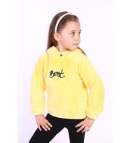 Toontoy Kız Çocuk Nakışlı Peluş Sweatshirt (Sarı)