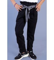 Toontoy Kız Çocuk Yüksek Bel İki Yanı Cepli Regular Fit Jean Pantolon (Siyah)