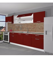 Decoraktiv Prestij 280 MDF Hazır Mutfak Dolabı - Tezgah Dahil - Parlak Beyaz (Bordo)
