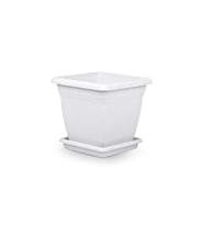 Omnipazar SO-VK03 Villa Kare Tabaklı Saksı 17 lt No 3 (Beyaz)