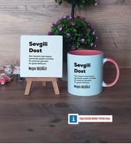Arkadaşa Hediye Dekoratif Taş, Kupa Bardak Kırmızı Hediye (Model 5)
