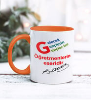 Öğretmenler Günü Tasarımlı Kişiye Özel Kupa Bardak (Turuncu)