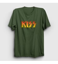 Presmono Unisex Sarı Logo Kiss T-Shirt 91071tt (Haki)