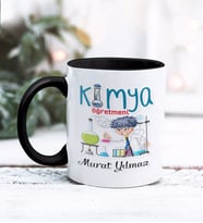 Kimya Öğretmeni Tasarımlı Kişiye Özel Kupa Bardak (Siyah)