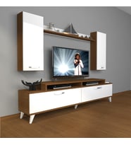 Decoraktiv Ekoflex 7 Slm Retro Tv Ünitesi Tv Sehpası (Beyaz - Kahverengi)