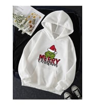 Grinch Merry Christmas Yeni Yıl Kapşonlu Sweatshirt (Beyaz)