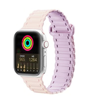 Dux Ducis Apple Watch 42/44/45MM için Manyetik Armor Silikon Kordon Kayış (Mor-Pembe)