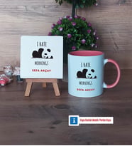 Sevimli Panda Dekoratif Taş, Kupa Bardak Kırmızı Hediye (Model 5)