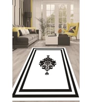 Dijital Kaymaz Taban Yıkanabilir Modern Renkli Salon Halısı Mutfak Halısı Yolluk ND-HT-814 (Beyaz)