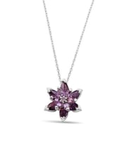 925 Ayar Gümüş Mor Lotus Çiçeği Kolye - N165701 (Gümüş)