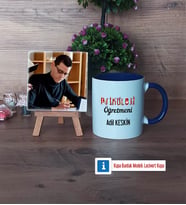 Psikoloji Öğretmeni Fotoğraflı Dekoratif Taş, Kupa Bardak Beyaz Hediye Öğretmenler Günü Hediyesi (Model 3)