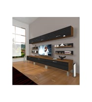 Decoraktiv Eko 8y Slm Krom Ayaklı Tv Ünitesi Tv Sehpası (Siyah - Ceviz)
