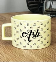 Kişiye Özel Panda Desenli Hediye Pastel Fincan Arkadaşa Hediye (Sarı)