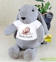 Kendin Tasarla Tişörtlü 45 cm Ponçik Tavşan (Gri)