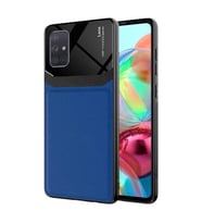 Galaxy A71 Kılıf Zore Emiks Deri Görünümlü Kılıf (Lacivert)