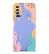 PrintiFy Huawei P Smart 2021 Uyumlu Lansman Kılıf Karışık Renkler Tasarımlı İçi Kadife Kapak (Lila)