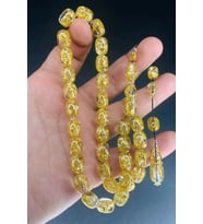 Rosary Golden Altın Parçacıklı Uçak Camı Tesbih (Beyaz)