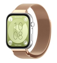 Huawei Watch Fit 3 Uyumlu Paslanmaz Hasır Örgü Metal Milano Kordon Strap (Rose - Gold)