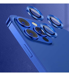 Uyumlu Model Apple iPhone 12 Pro Max Kamera Lens Koruyucu Çerçeveli Koruyucu CL-07 (Lacivert)