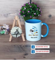 Adalet Öğretmeni Kupa Bardak Beyaz ve Fotoğraflı Ahşap Anahtarlık Hediye (Model 4)