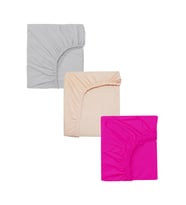3 Adet 50 x 90 x 10 cm Anne Yanı Lastikli Penye Kumaş Bebek Çarşafı (Fuşya-Somon)