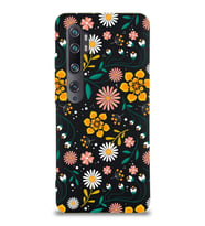 Xiaomi Mi Note 10 Pro Uyumlu Lansman Kılıf Çiçek Tasarımlı İçi Kadife Kapak-Lacivert (Siyah)